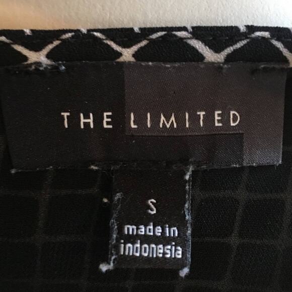 THE LIMITED Crosshatch Print Layered Tunic Blouse in Black White SZ S - Picture 8 of 11